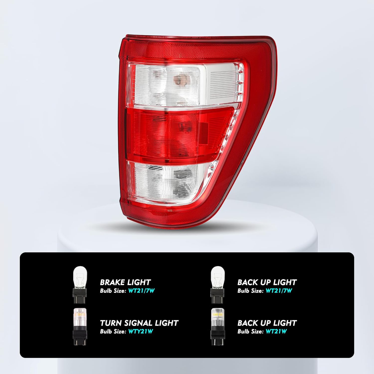 TUSDAR Tail Light Assembly for 21 22 23 24 Ford F-150 halogen w/o blind spot Rear Taillamp Taillight Brake Light Replacement (Right Passenger Side)