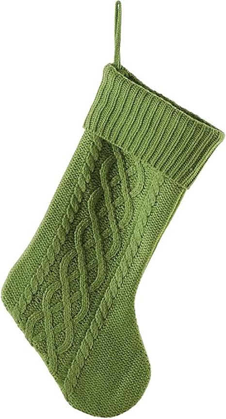 Green cable knit christmas stocking Clearance