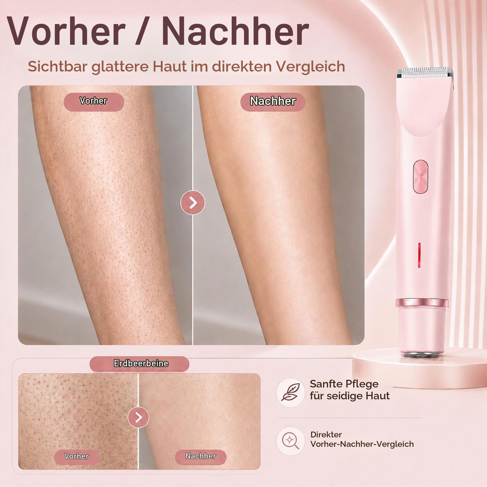 Aluvea Smooth Trim, Aluvea Smooth Trim Rasierer, 5-in-1 Damen Rasierer, IPX7 wasserdicht, ideal für Beine, Achseln, Augenbrauen & Bikinizone
