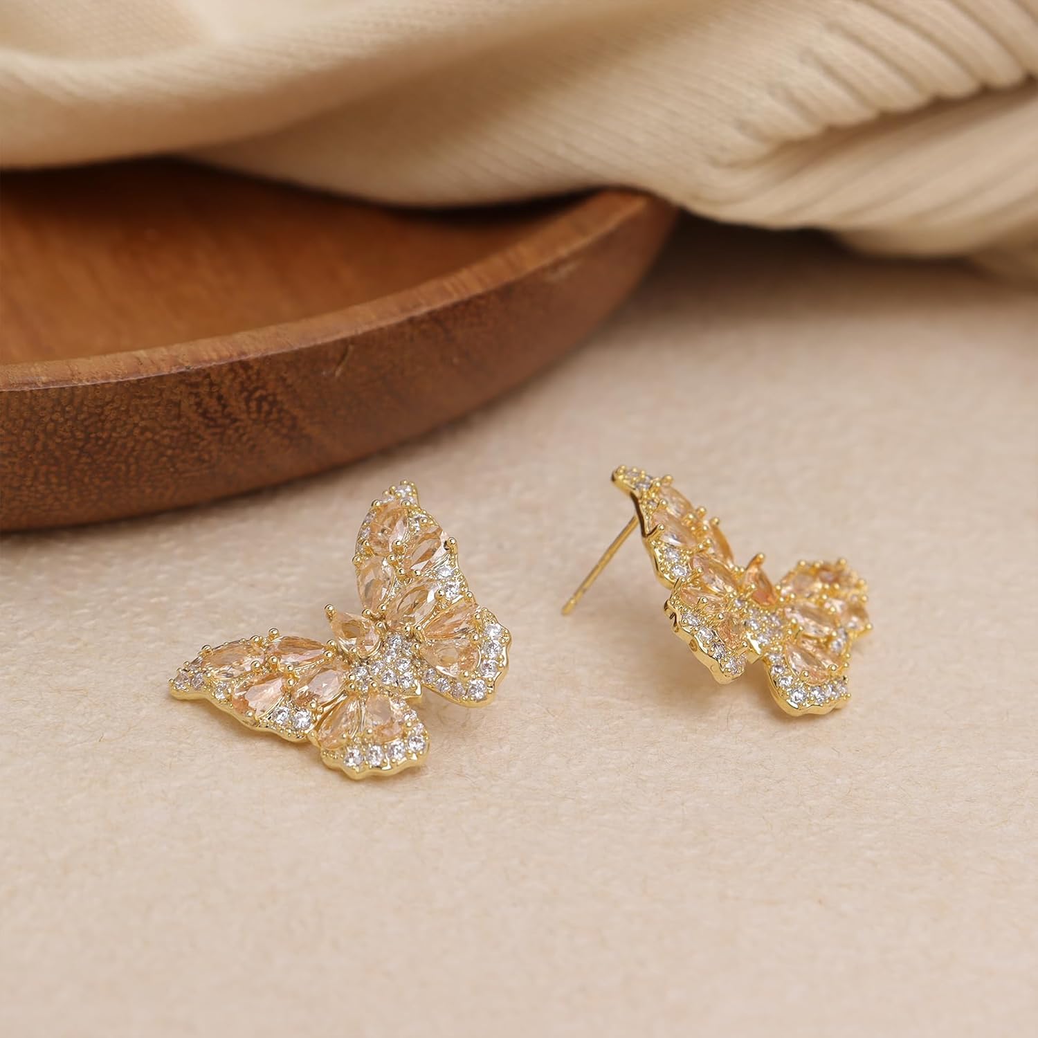 Sonateomber Butterfly Rhinestone Stud Earrings for Women,Dainty Cute CZ Crystal Earings Prom Wedding Holiday Fashion Jewelry Gift - Image 6