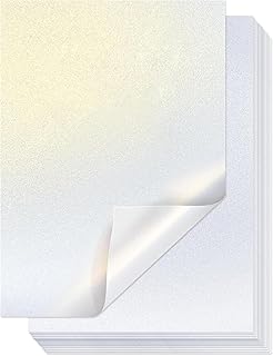 30 Sheets White Shimmer Cardstock Paper, A4 250GSM Metallic Pearlescent Paper for Thank You Cards, Crafts, Double-Sided Sh...