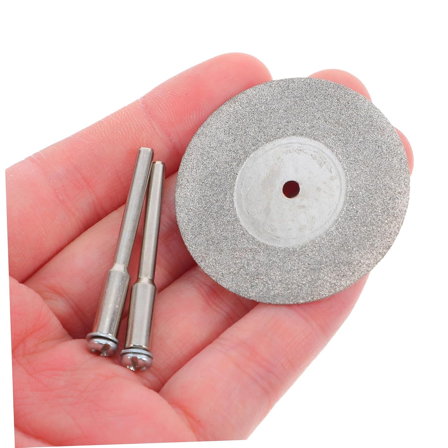 PRETYZOOM 24pcs Corundum Cutting Wheels Set with Mandrel for Rotary Tools, Precision Trimming and Clean Cuts on Wood and Metal, Silver Stainless Steel Discs for Tile and Ceramic