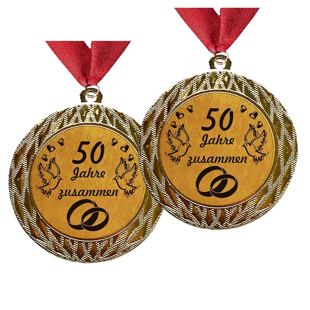 Persönliche Medaille Zum Jubiläum – 25 Jahre Orden Mit Wunschtext | Goldene Ehrenmedaille Mit Halsband In Geschenkbox