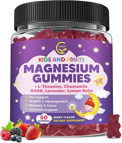 Gomitas de glicinato de magnesio 400200 mg para niños y adultos, sin melatonina para dormir, suplemento de magnesio con manzanilla, lavanda,