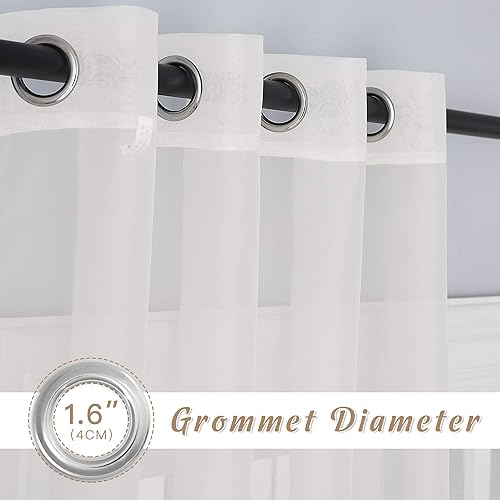 Miniatura 3 de NICETOWN 2 paneles de cortinas transparentes con ojales de 70 x 96 pulgadas, 1 bolsillo para barra de 98 x 40 pulgadas, cenefa transparente de