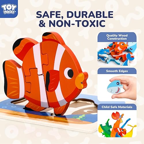 Miniatura 7 de TOY Life Rompecabezas para niños de 2 a 4 años, rompecabezas de madera para niños pequeños de 1 a 3 años, rompecabezas de 8 piezas para niños de 2 a