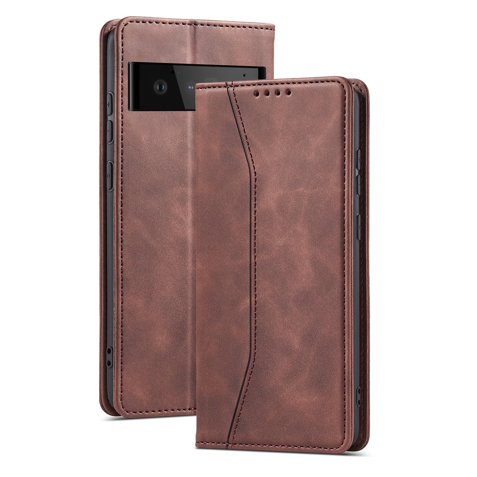 Étui en cuir rétro pour Google Pixel 9 Pro protection fine élégante