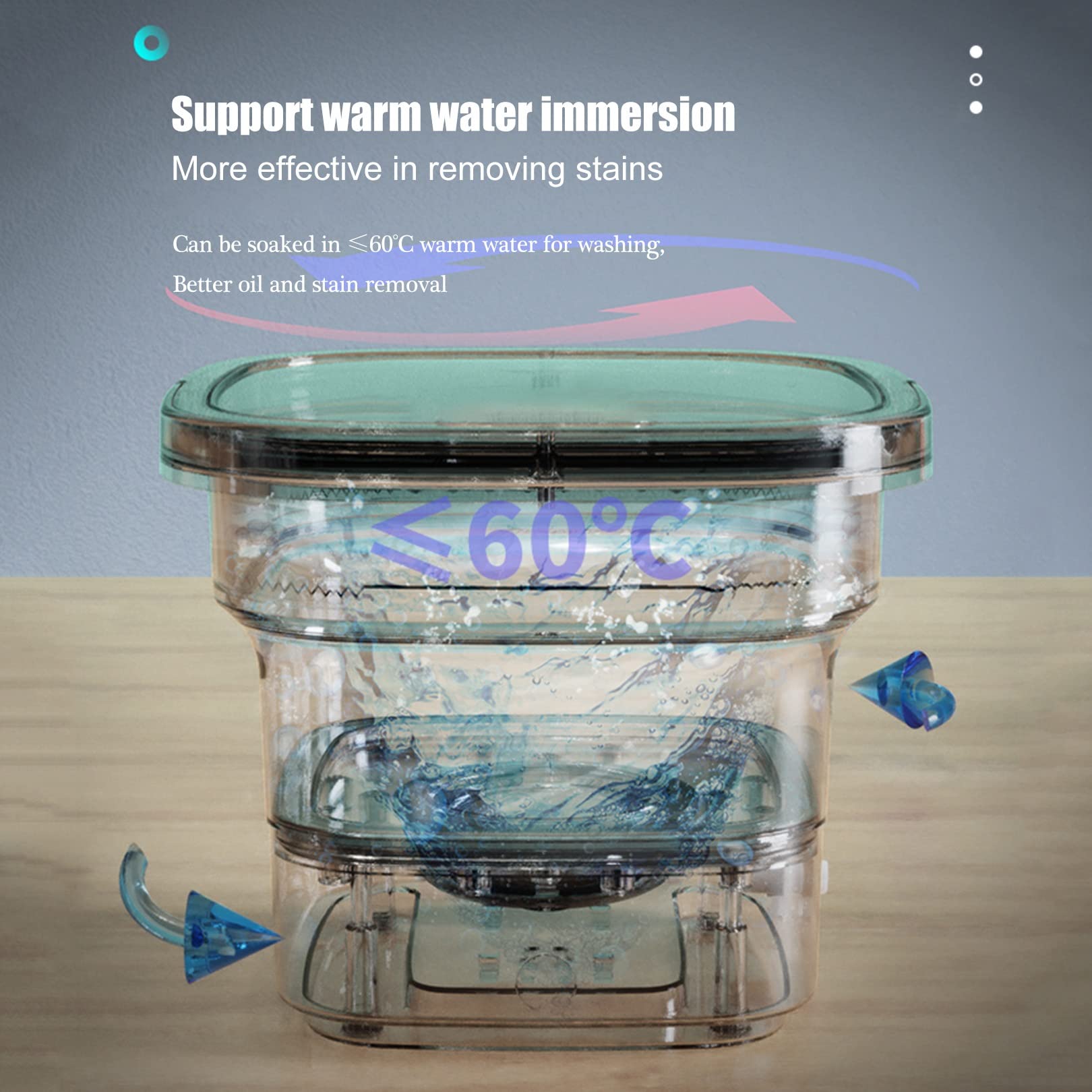4.5L Mini Lave-Linge,Portable Machine à Laver Mobile pour Le Camping,Petite Turbine Laveuse Automatique Stérilisation à Rayons Bleus pour Voyage Camping Chaussettes sous-vêtements Culottes