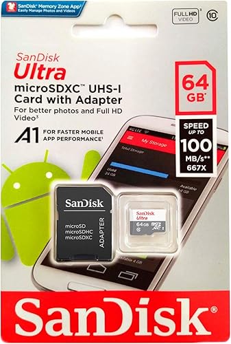 SanDisk Ultra 64GB UHS-IClass 10 Micro SDXC tarjeta de memoria con adaptador, SDSDQUAN-064G-G4A versión antigua