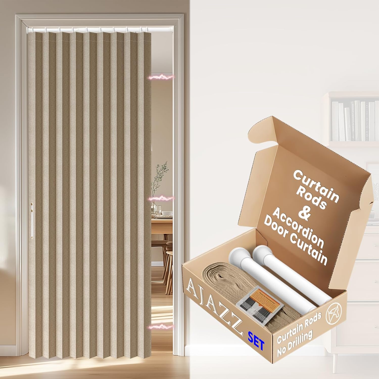 AJAZZ Blackout Curtains 78 Inches Long for Doorways and Closets, Thermal Insulated Temporary Room Dividers (1 Pack, Brown, 43 x 78 Inch)