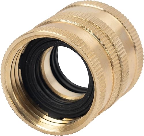 Miniatura 3 de Hourleey Adaptador de manguera de jardín, conectores de manguera de latón macizo de 34 pulgadas, paquete de 2 conectores de manguera con 2 arandelas