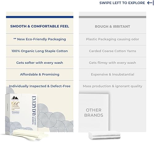 Miniatura 82 de Mayfair Linen Juego de sábanas de percal de 100 % algodón orgánico, suaves y frescas, con bolsillo profundo de 16 pulgadas, tamaño individual