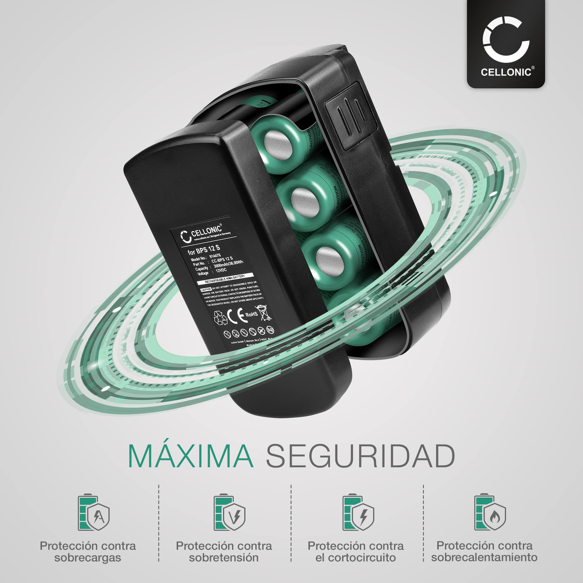 CELLONIC 1x Batería Compatible con FESTOOL 497019, 398338, 564247 | 1x, (3000mAh-12V-NiMH), Herramienta Batería, para FESTOOL 498336, 498338, C12LI, T12 3, BPS12C, TDK 12, BPS 12 C
