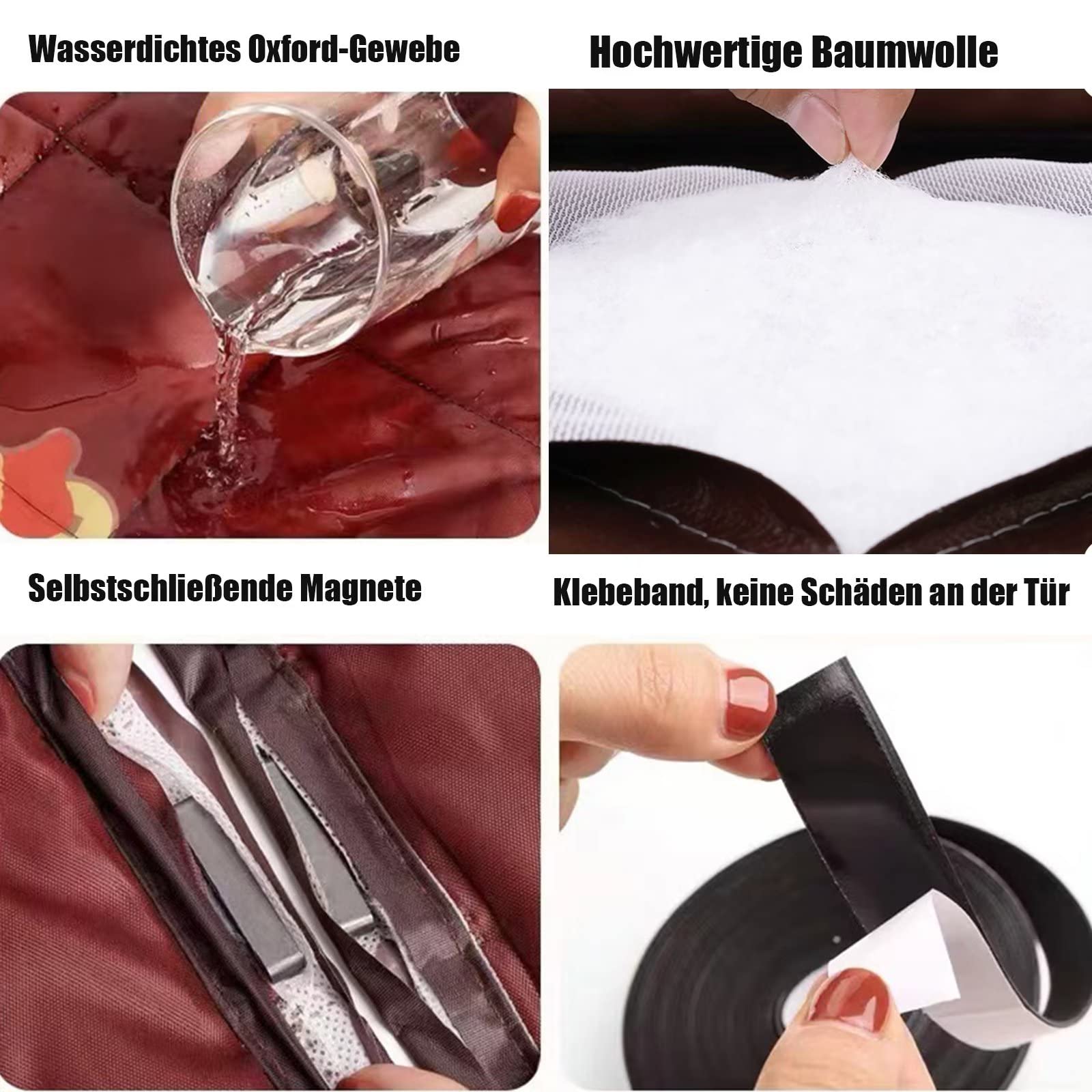 Magnet Wärmeschutzvorhang für Türen Thermovorhang Verdunklungsgardine Thermovorhang kälteschutz Wasserdicht Winddicht Geräuschisolierung für Balkontür Wohnzimmer 135x185cm Schwarz