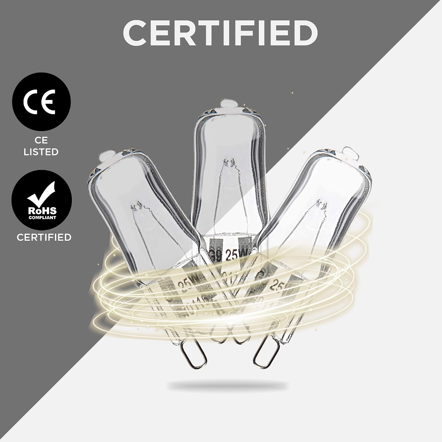 Brite Innovations G9 Halogen Bulb, 25 Watt – 6 Pack – Energy Saving - Dimmable - Soft White 2700K - 120V - Q40, CL, T4 JD Type, Clear Light Bulb