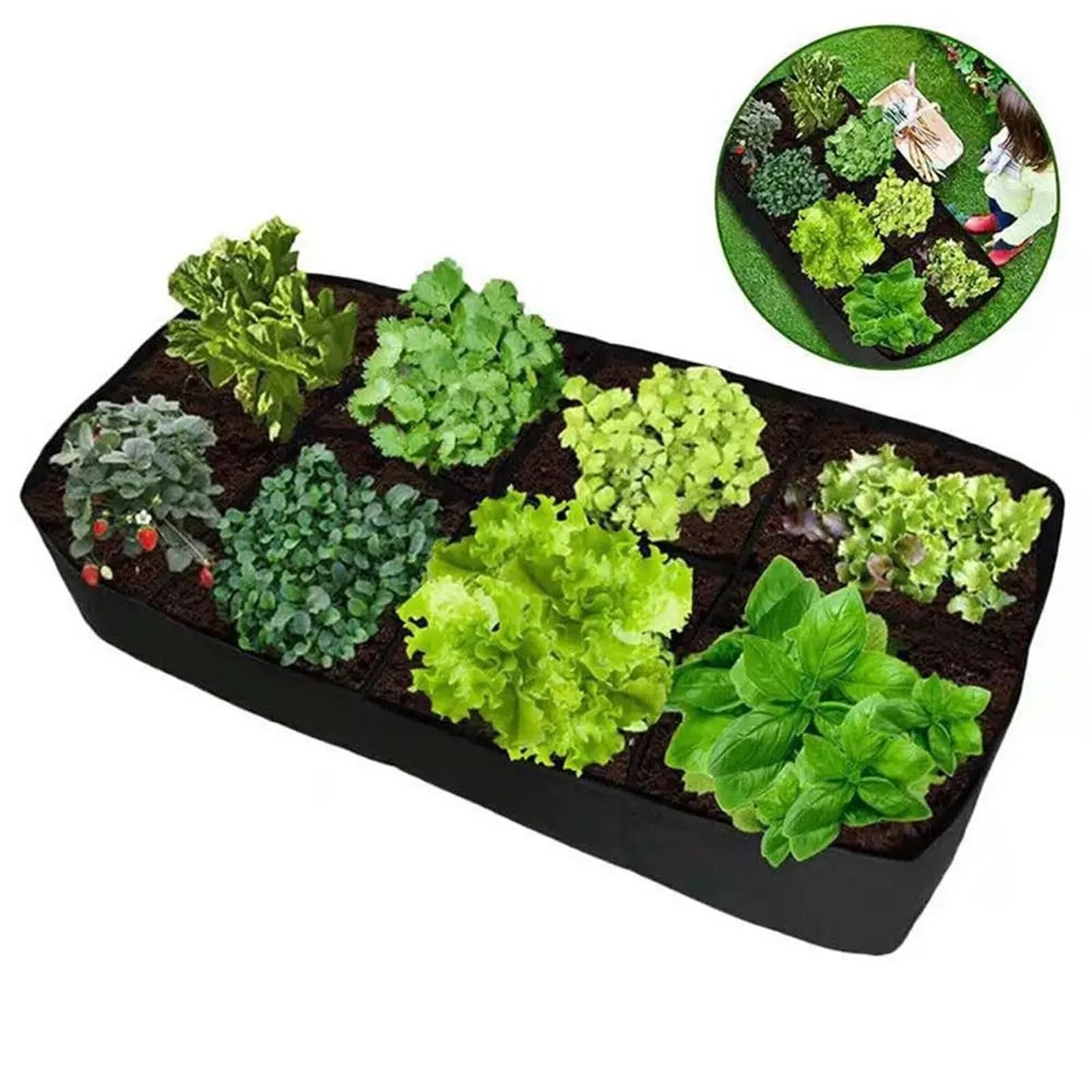 4 Uds. Bolsa for Plantar en jardín, Bolsa de Cultivo Fieltro multigira, Maceta Rectangular for vivero, contenedor for Vegetales, Tomates y Patatas para Flores, Verduras, Frutas(60x60x30cm)