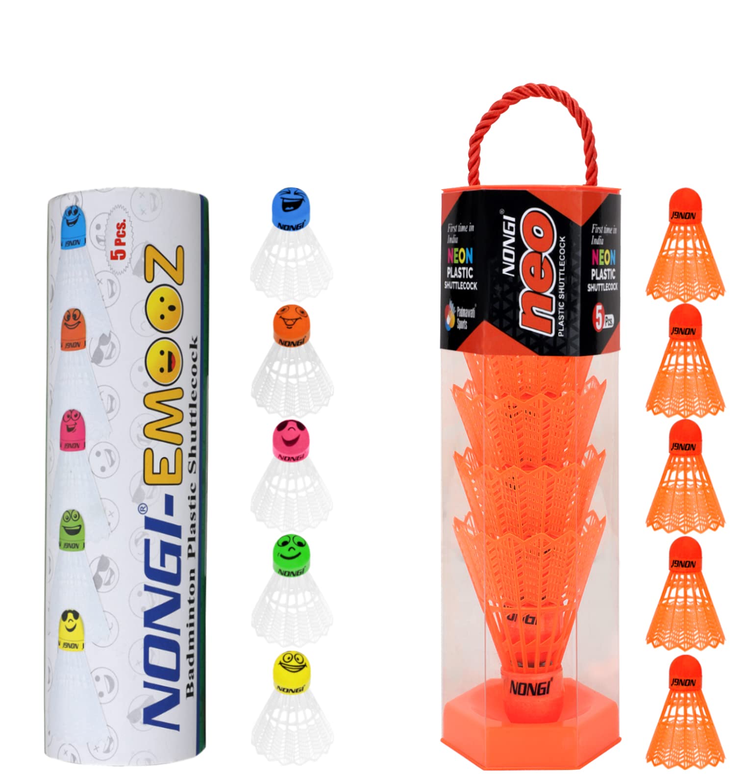 Badminton Plastic Shuttlecock Combo Pack of 10 shuttles (5 Emooz White Plastic shuttles & 5 Neo Orange Plastic Shuttlecock) for Indoor, Outdoor Badminton Sports Speed - Medium 77-picture-26