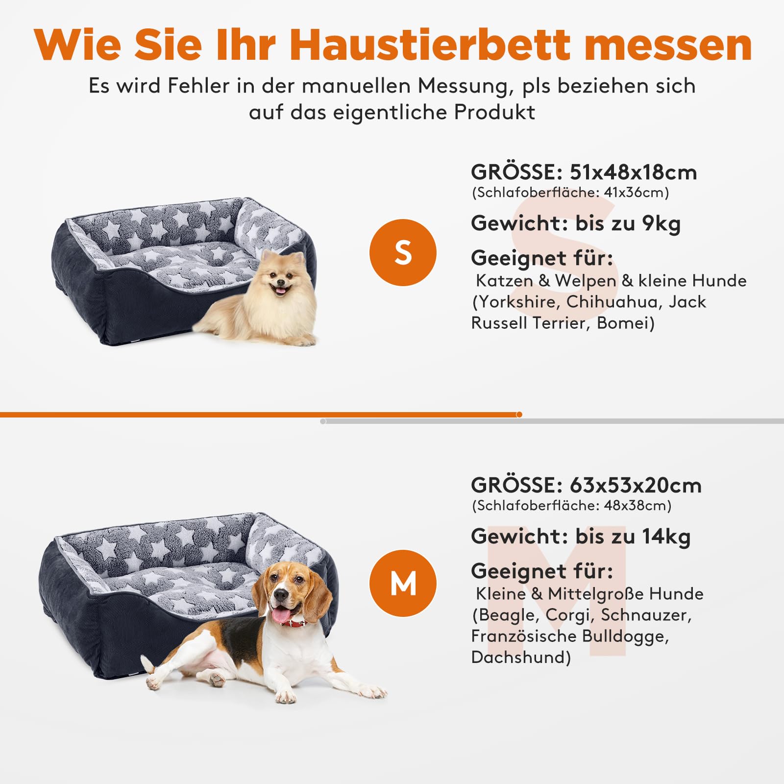 FURTIME Cuccia Cane Letto per Cani Cuscino per Cani Lavabile e Antiscivolo Lettino per Cani Morbido Divano per Cani Cuccia Cane Interno Taglia Media Brandina per Cani Gatto M(63x53x20cm) Nero