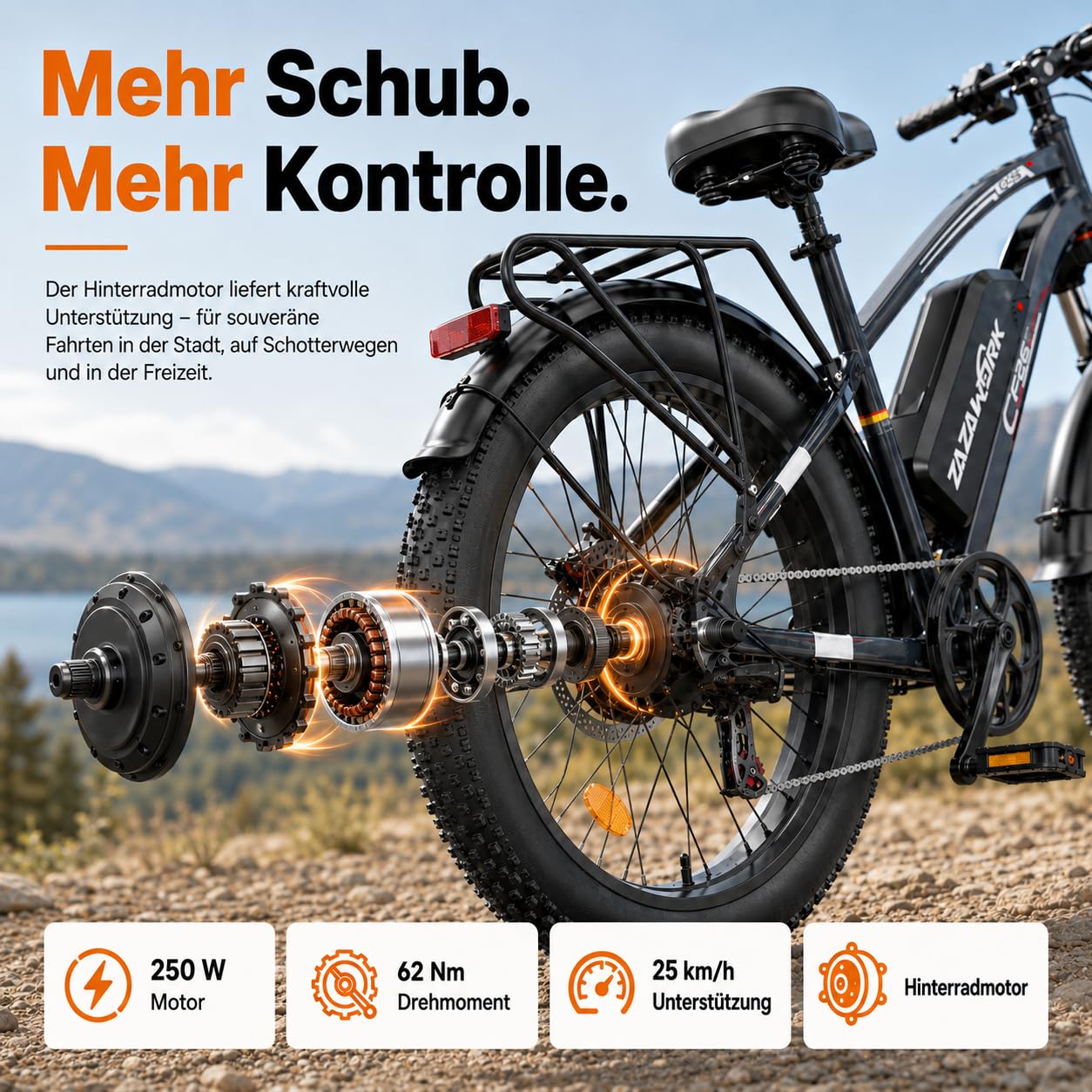 E Bike Herren 26Zoll E Mountainbike 100-120km Reichweite 48V20AH 250W Hintermotor 7-Gang 25km/h E-Bike lockable Federgabel & hydraulische Scheibenbremsen Elektro Fahrrad Männer für Offroad & Trail