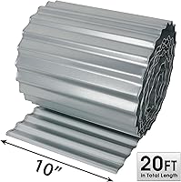 Vista 6 de Worth Bordes de Paisajismo de Acero Galvanizado Corrugado Ancho, 10" x 20 Pies Tiras Largas de Metal Flexible y Resistente para Bordes de Césped
