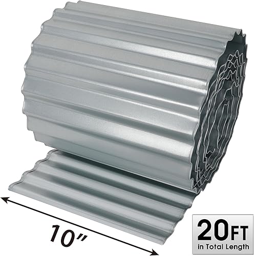 Miniatura 6 de Worth Bordes de acero galvanizado corrugado ancho, 10 pulgadas x 20 pies, tiras largas de metal flexible y resistente para bordes de jardines de