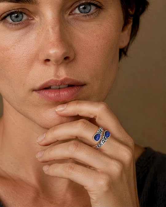 Sterling Silver Adjustable Vintage Gemstone Ring for Women