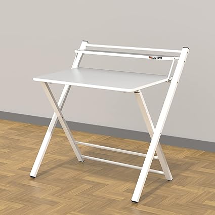 InnoFur Engineered Wood Meleti Folding Study Desk |Foldable Office Table|Adjustable Laptop Cum Computer Table Big (Regular,White),Powder Coated