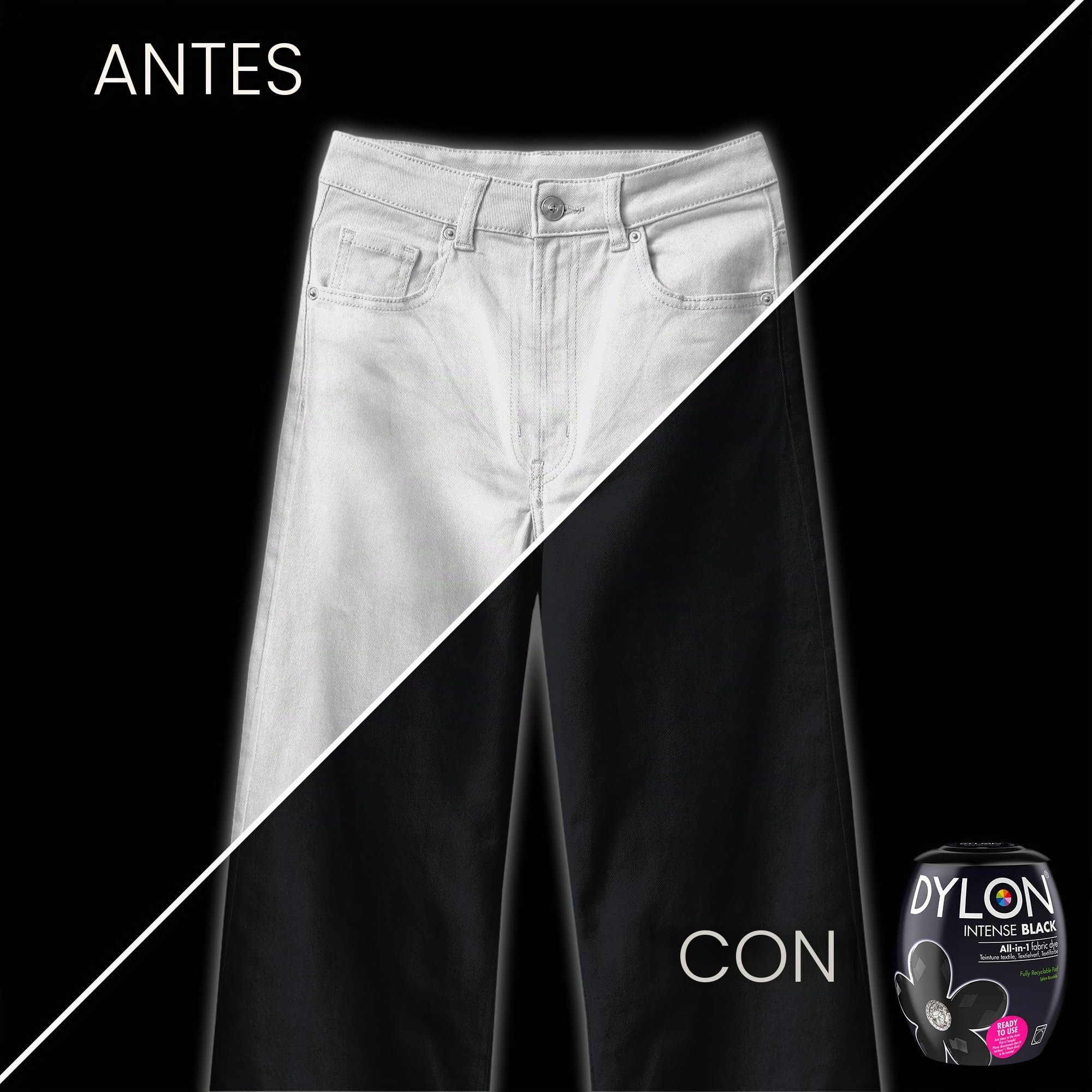 New Dylon - Paquete de 3 cápsulas de tinte negro intenso para máquina de 350 g