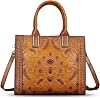 Genuine Leather Satchel for Women Embossed Handbag Top Handle Bags Handmade Purse Crossbody Tote Shoulder Bag