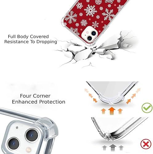 Miniatura 3 de Funda de teléfono con patrón de copos de nieve de Navidad compatible con iPhone 11, funda roja de copo de nieve para niñas, mujeres y hombres, funda