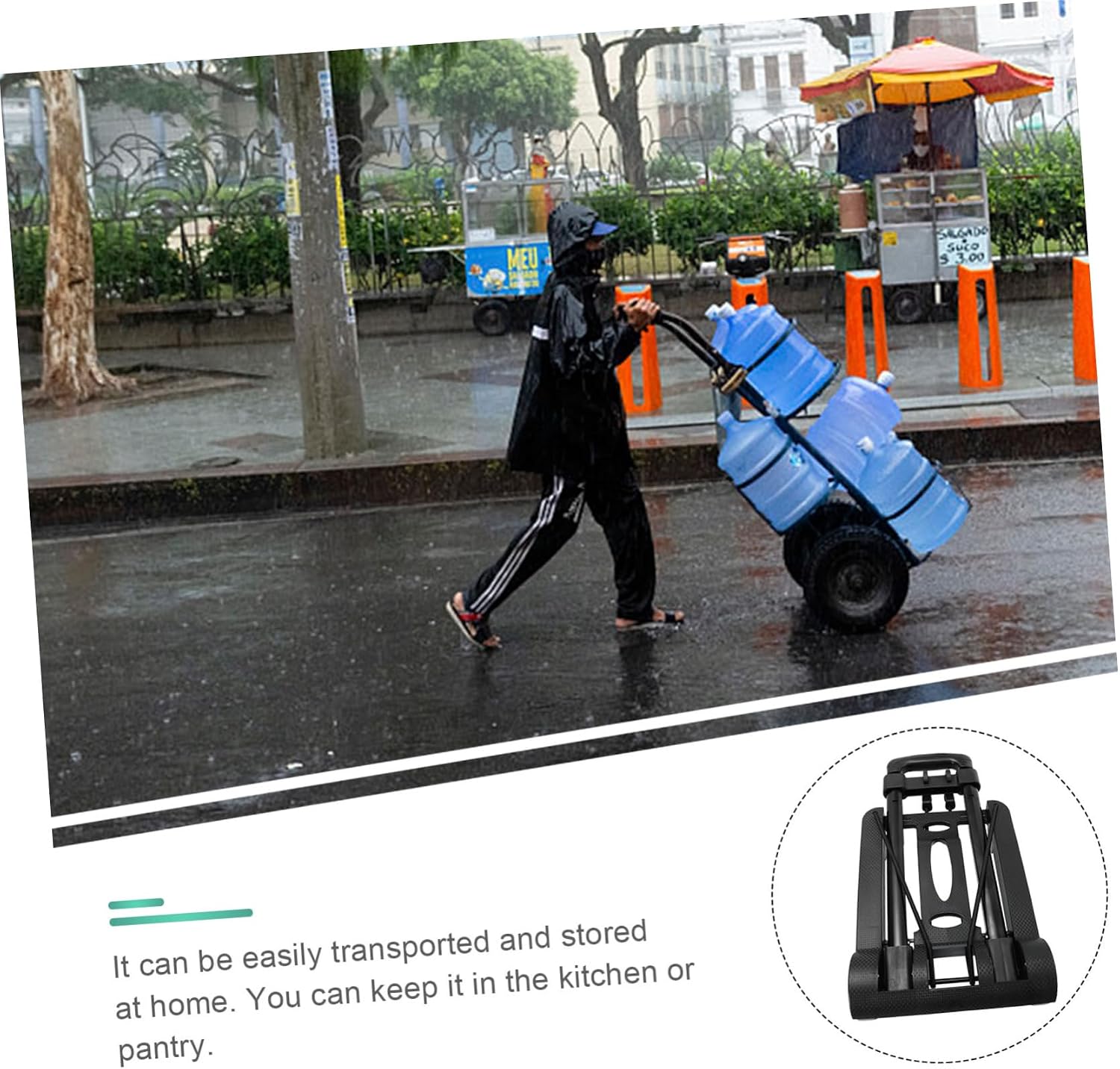 VALICLUD Folding Shopping Cart Portable Handcart Telescoping Handle Lightweight Trolley for Groceries Travel and Outdoor Use 1-Piece