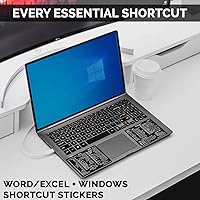 Vista 4 de SYNERLOGIC Guía de referencia rápida para Windows + Word/Excel (para Windows) Adhesivos de acceso directo de teclado, vinilo sin residuos Negro