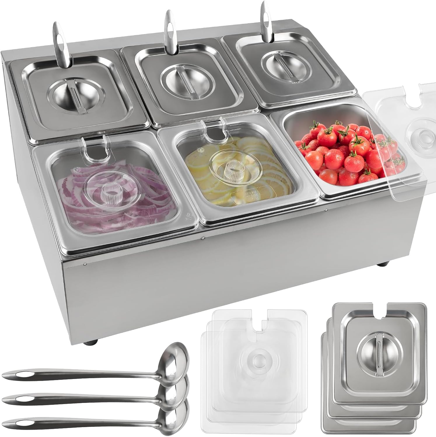 Amazon.com: Lanstics 6 Pans Spice Rack Shelf 2 Row Stainless Steel ...