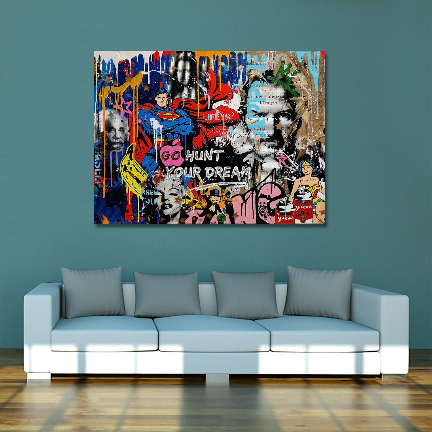 Lienzo Cuadro Moderno Estilo Pop Art decoración de Pared Tamaño 60x40x2cm