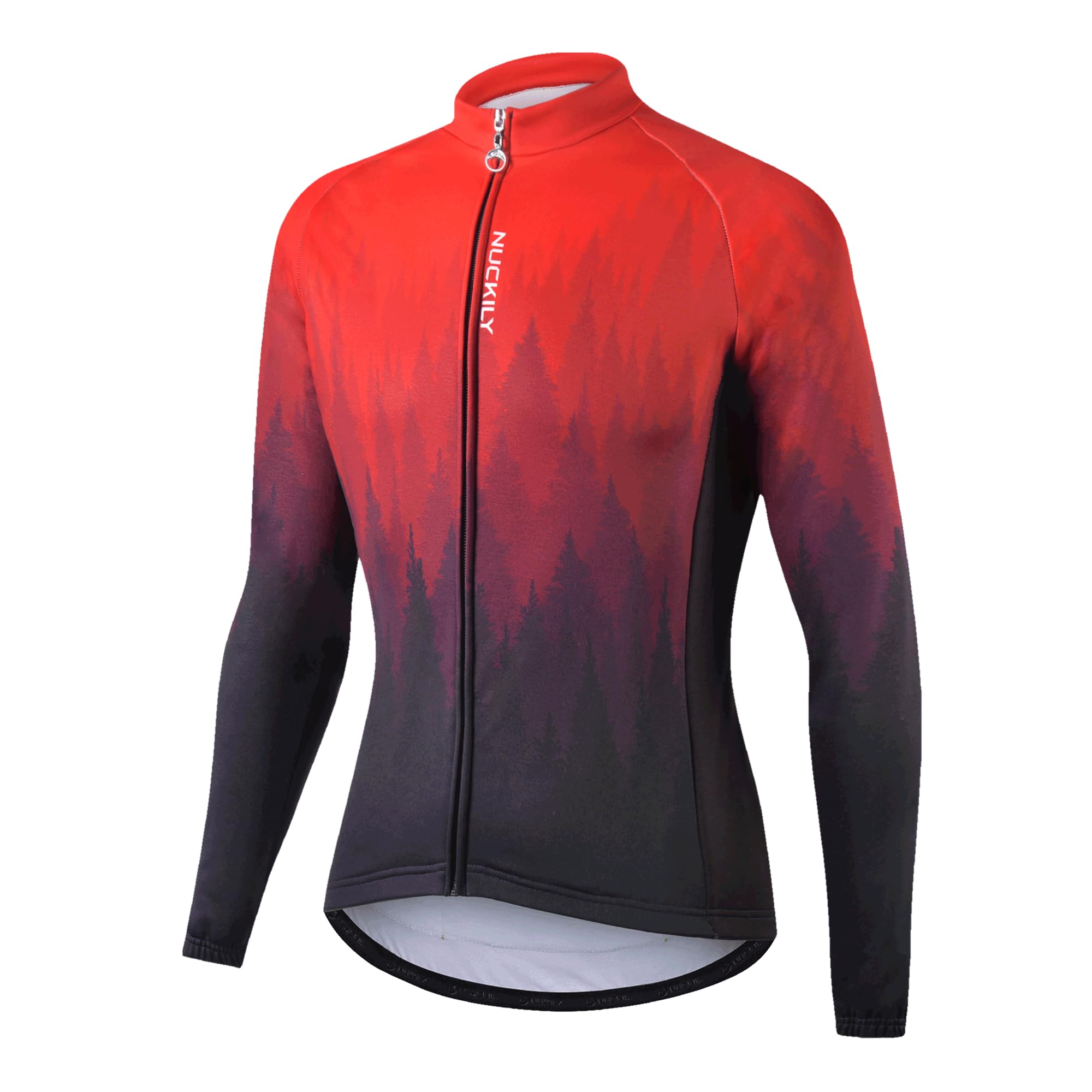 NUCKILY Thermo-Radtrikot für Herren, langärmelig, mit Fleece gefüttert, Fahrradjacke mit Taschen für den Winter und Kälte