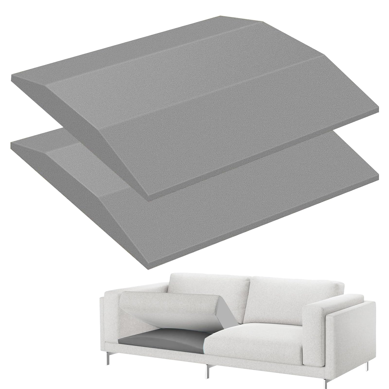 Woobroo 2PCS Sofa Cushion Support, High-Density Foam Sofa Support Boards Couch Saver for Cushion Repair - Curved Furniture Seat Under Cushion Sag Repair