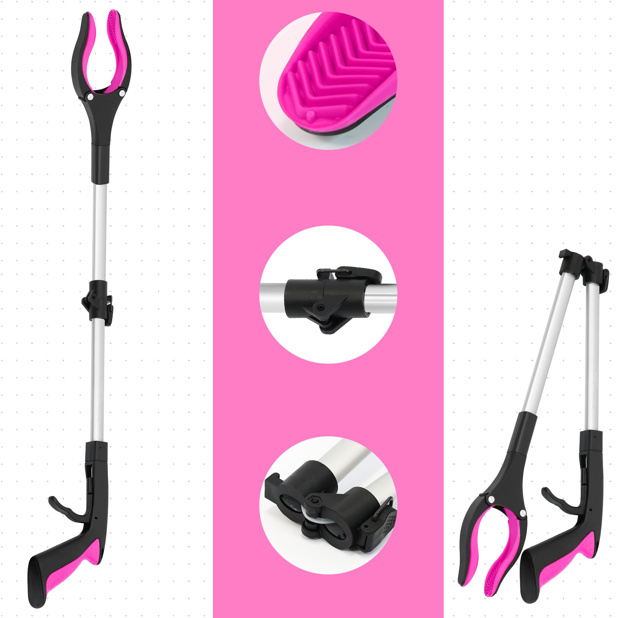 GrabRunner Reacher Grabber - Pink, Magnetic! -3
