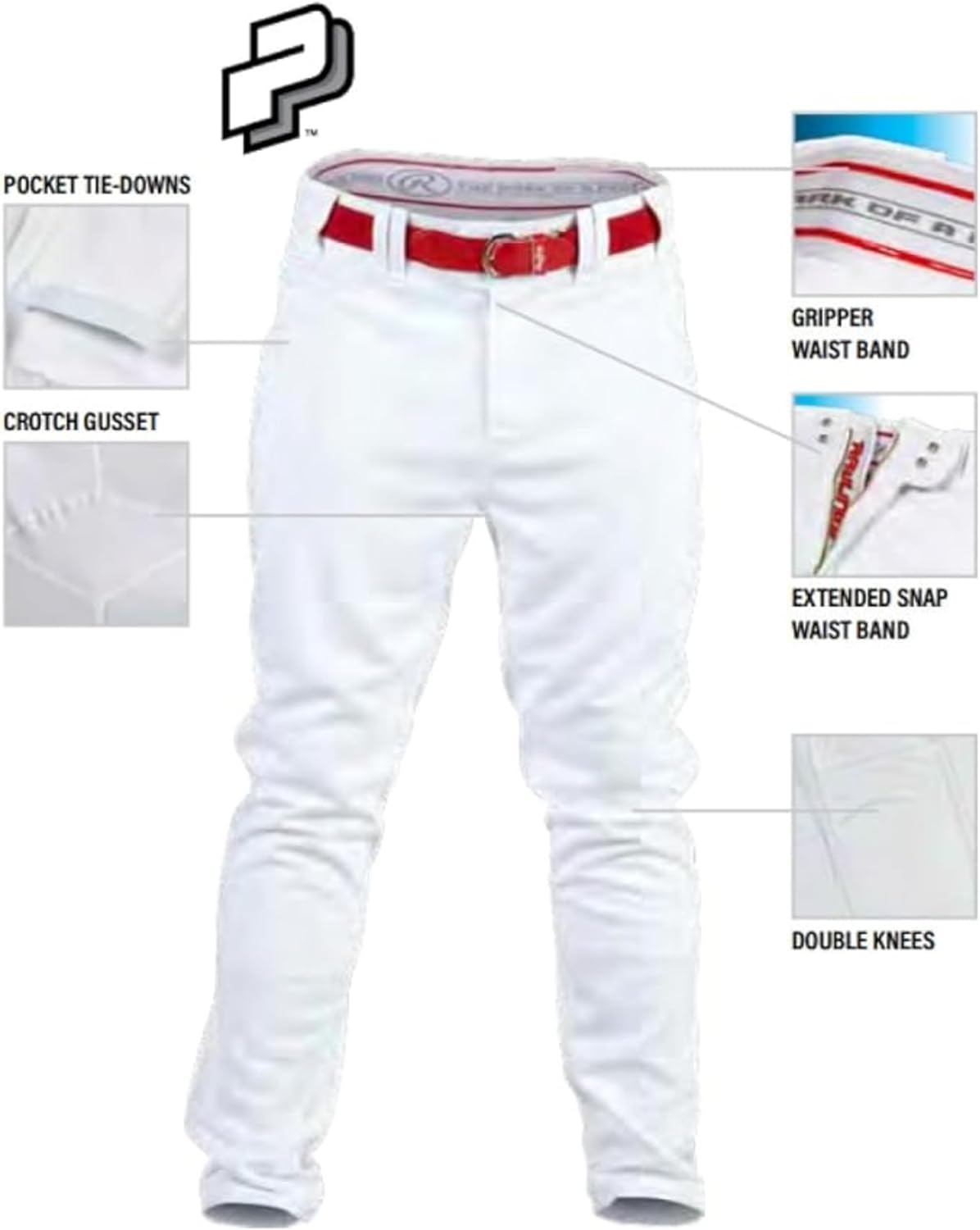 Rawlings PRO 150 Series Baseball Pant | Full Length Semi-Relaxed Fit | Adult Sizes | Piped Color Options - Image 3
