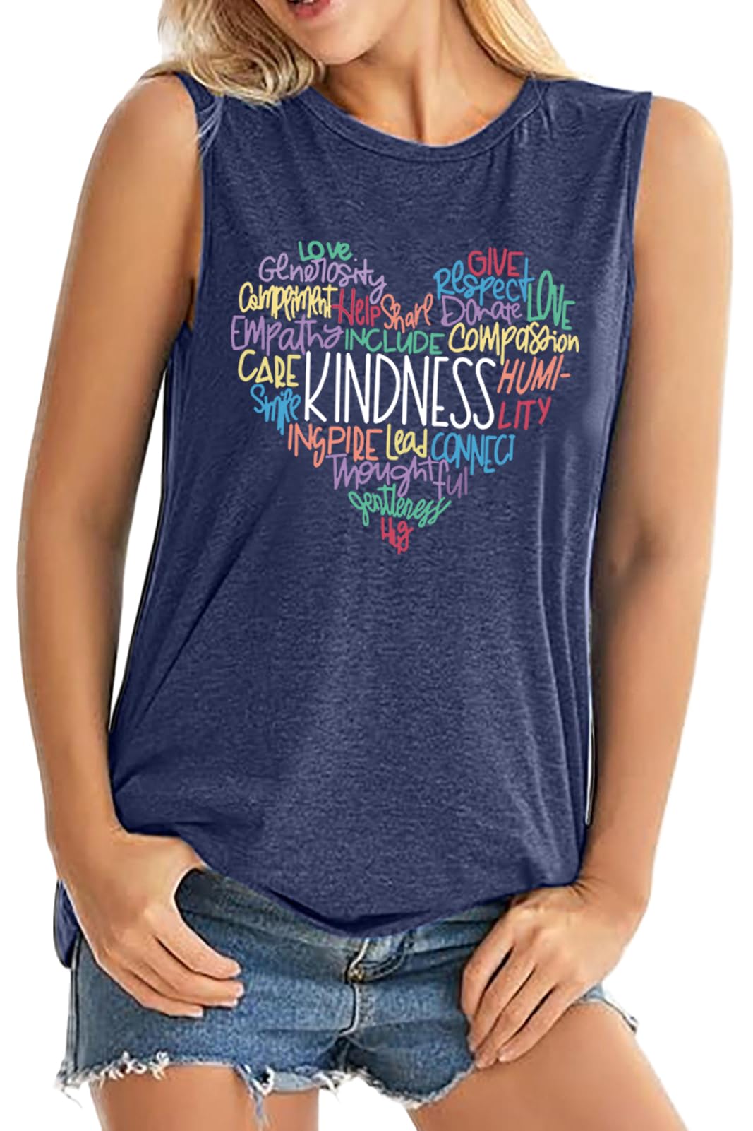 ALUS Womens Graphic Tank Tops Summer T Shirts Sleeveless Casual Loose Tunic Blouses