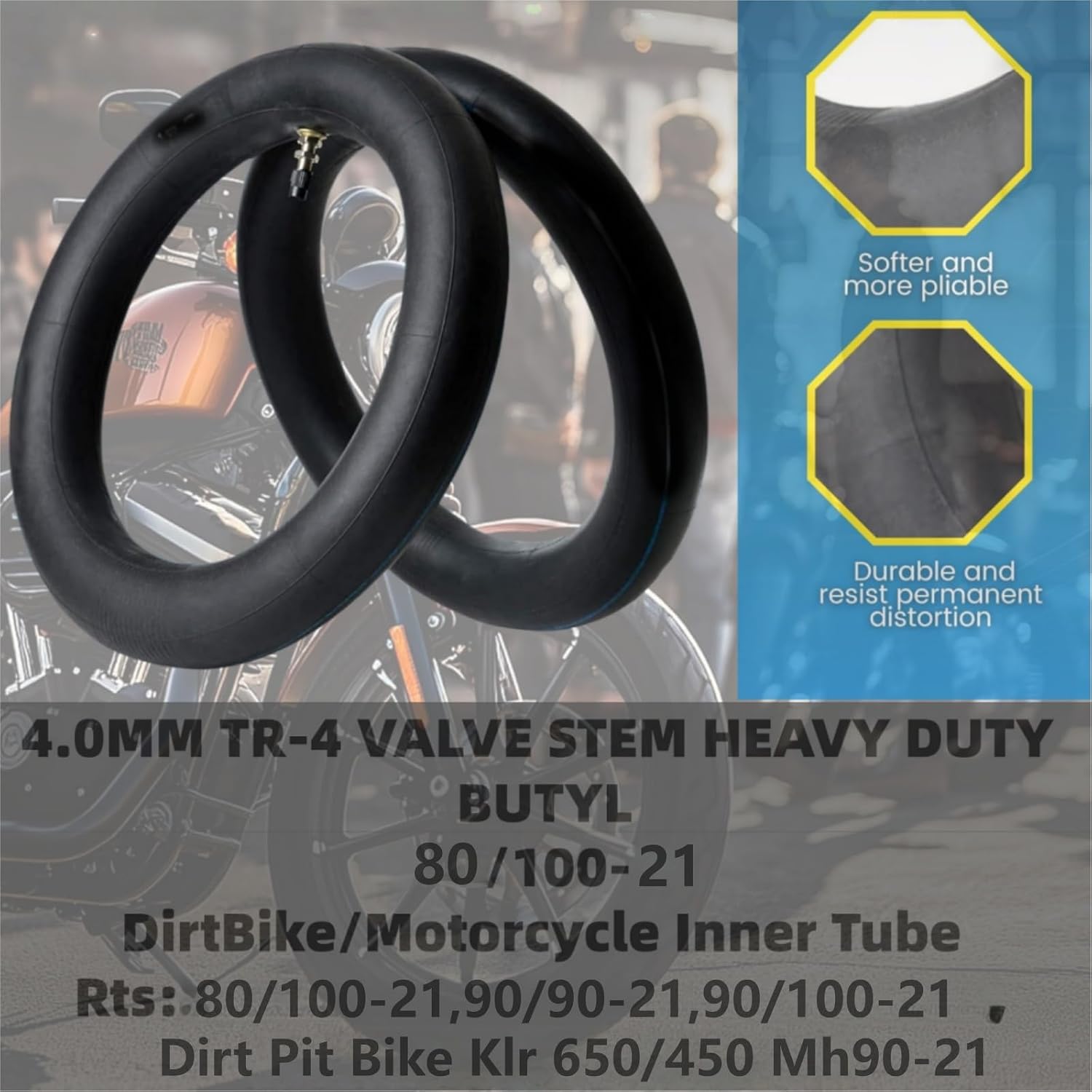 2.75/3.00-21" Motorcycle Inner Tube for 80/100-21,90/90-21,90/100-21 Dirt Pit Bike Klr 650/450 Mh90-21