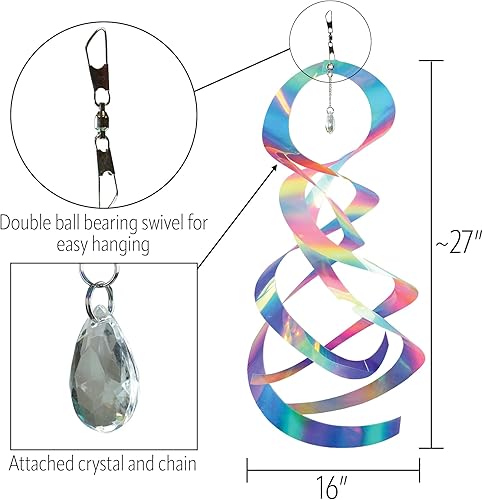 Miniatura 50 de In the Breeze Mylar Spinner Silver Sparkle Sparkle Sprite — 32 pulgadas de largo Sprite plateado brillante