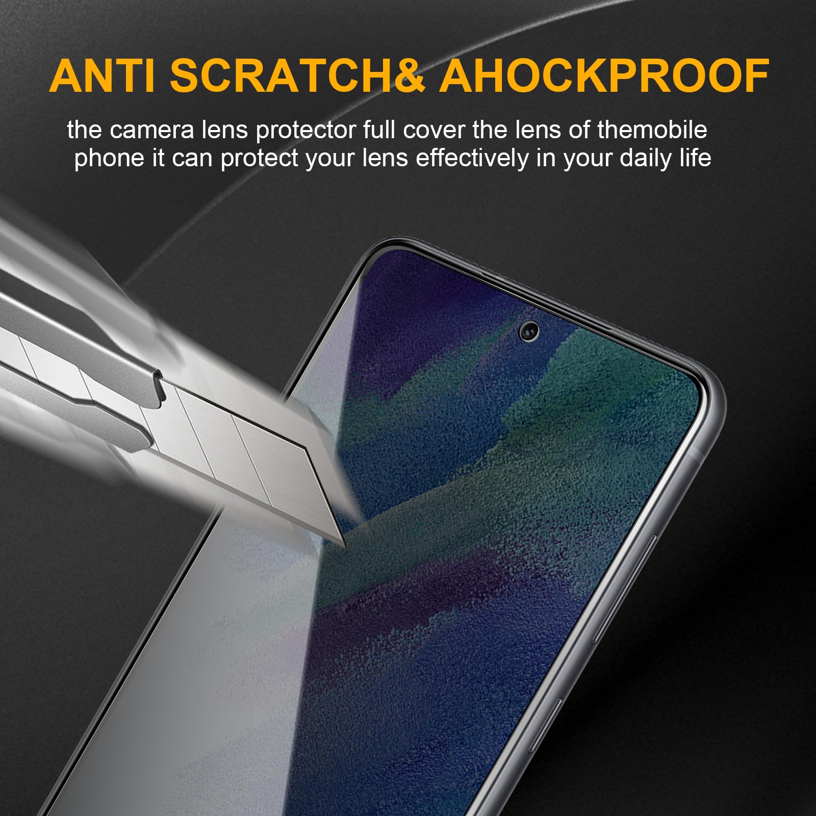 Paquete de 2 protectores de pantalla de privacidad para Samsung Galaxy S21 FE con 2 protectores de lente de cámara, película de vidrio templado antiespía, dureza 9H, protector negro,