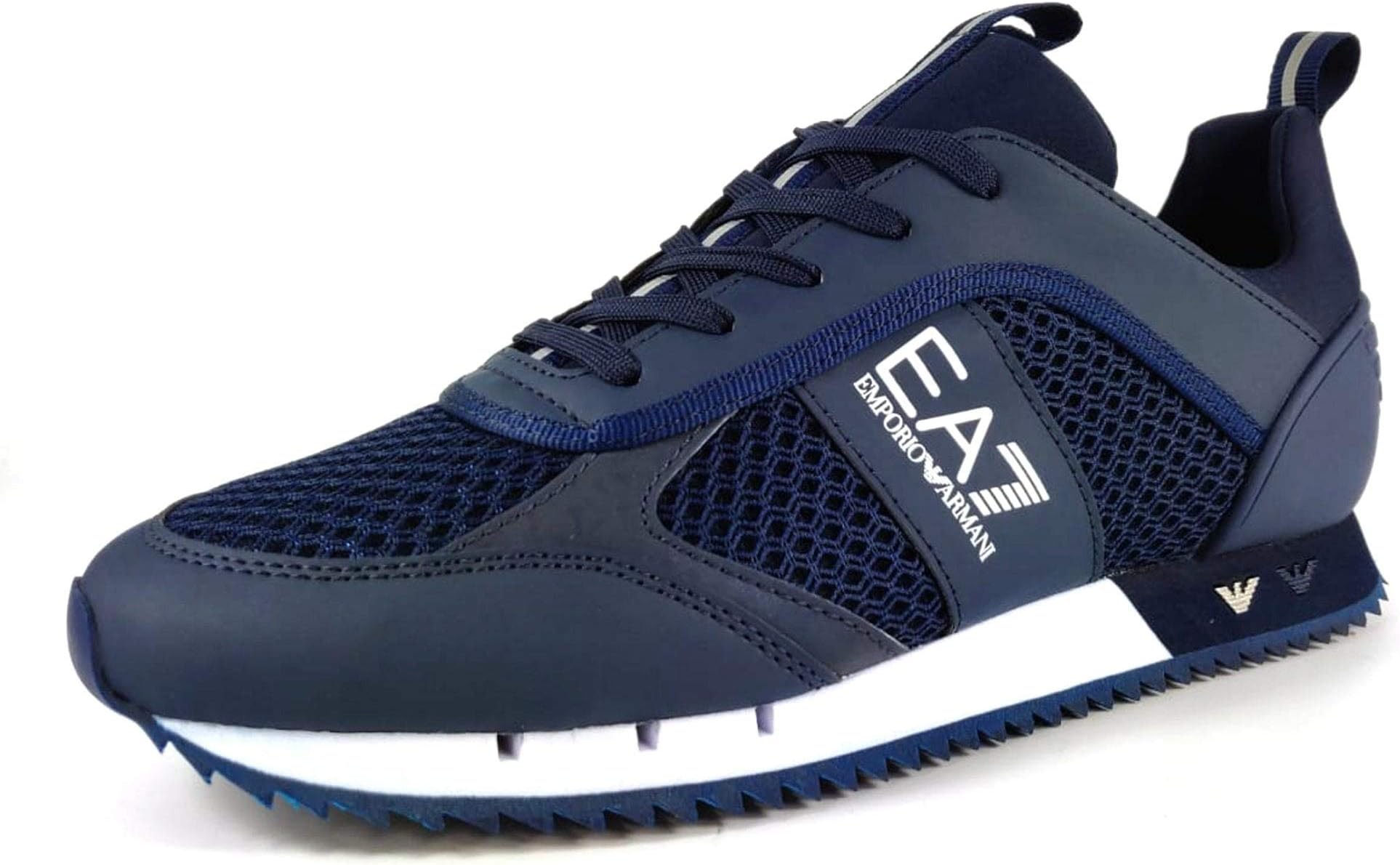 Emporio ArmaniEa7 Mens B&w Mesh Run Running Style Trainers Navy 10 UK