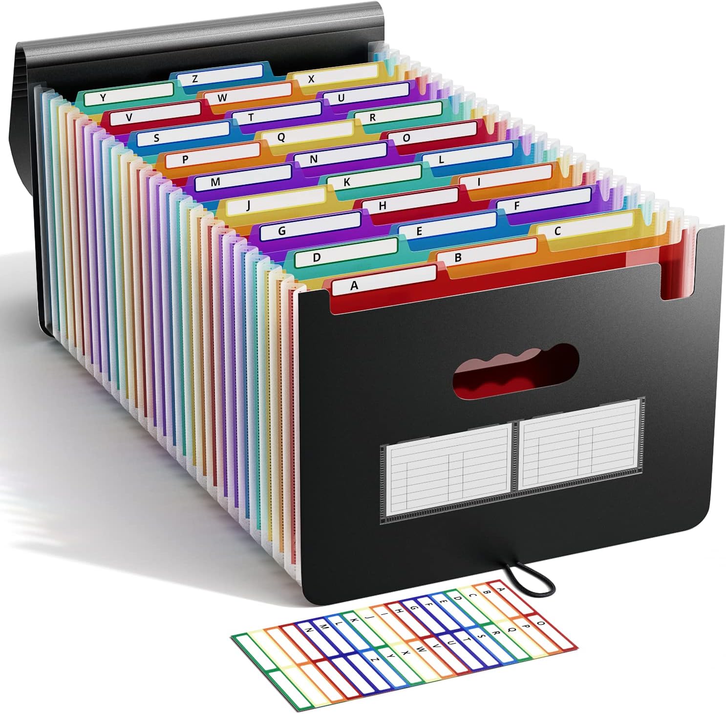ABC life Expanding File Folder 26 Pockets/Plastic Accordion File Organiser A4 Size/Portable Expandable Filling Box/Accordian Document Coupon Bill Receipt Organiser, A-Z Alphabet Colored Tabs