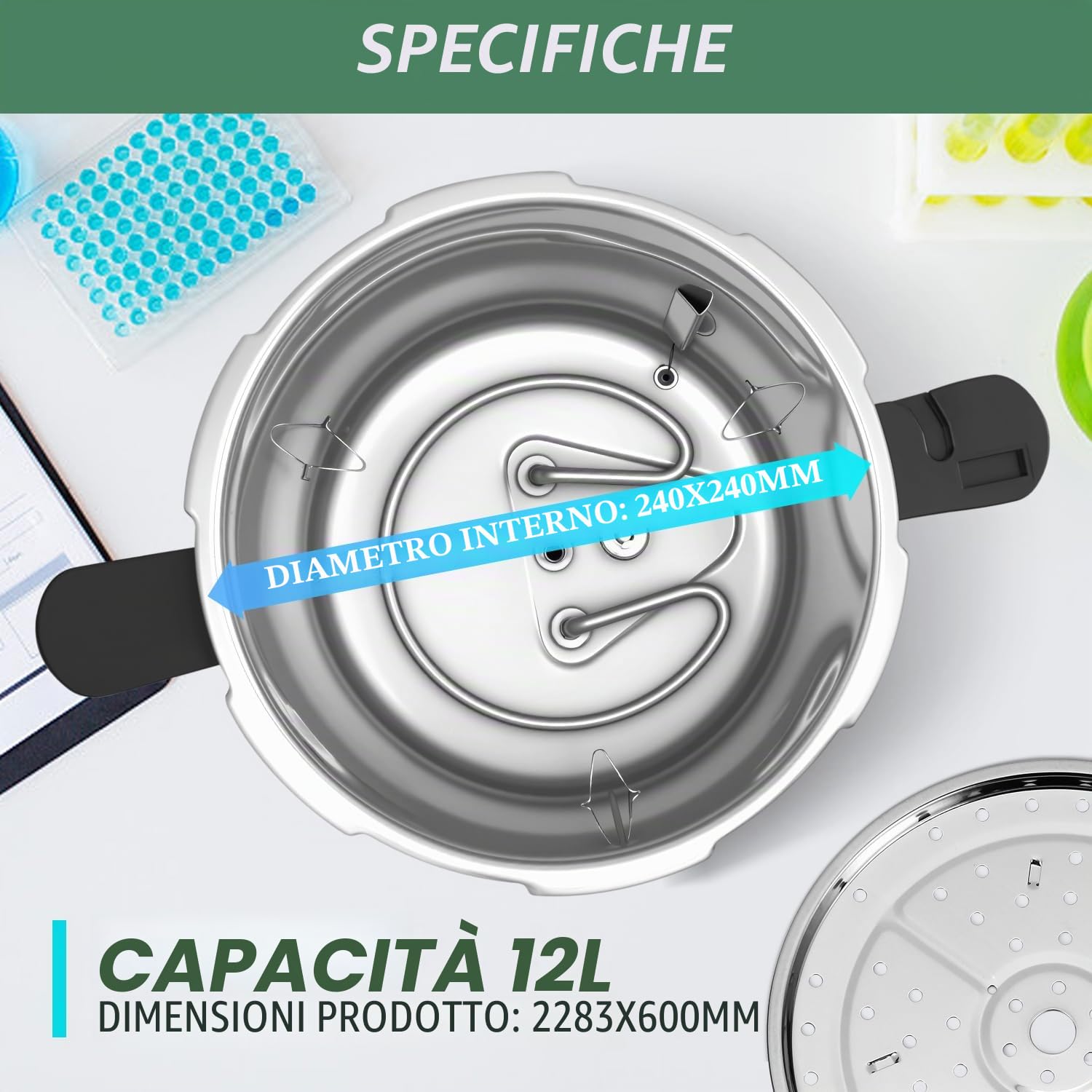 Huanyu 12L Autoclave Sterilizzatore, Temperatura e tempore golabili | Design ad apertura rapida, Sterilizzatore a vapore ad alta pressione per laboratori Università