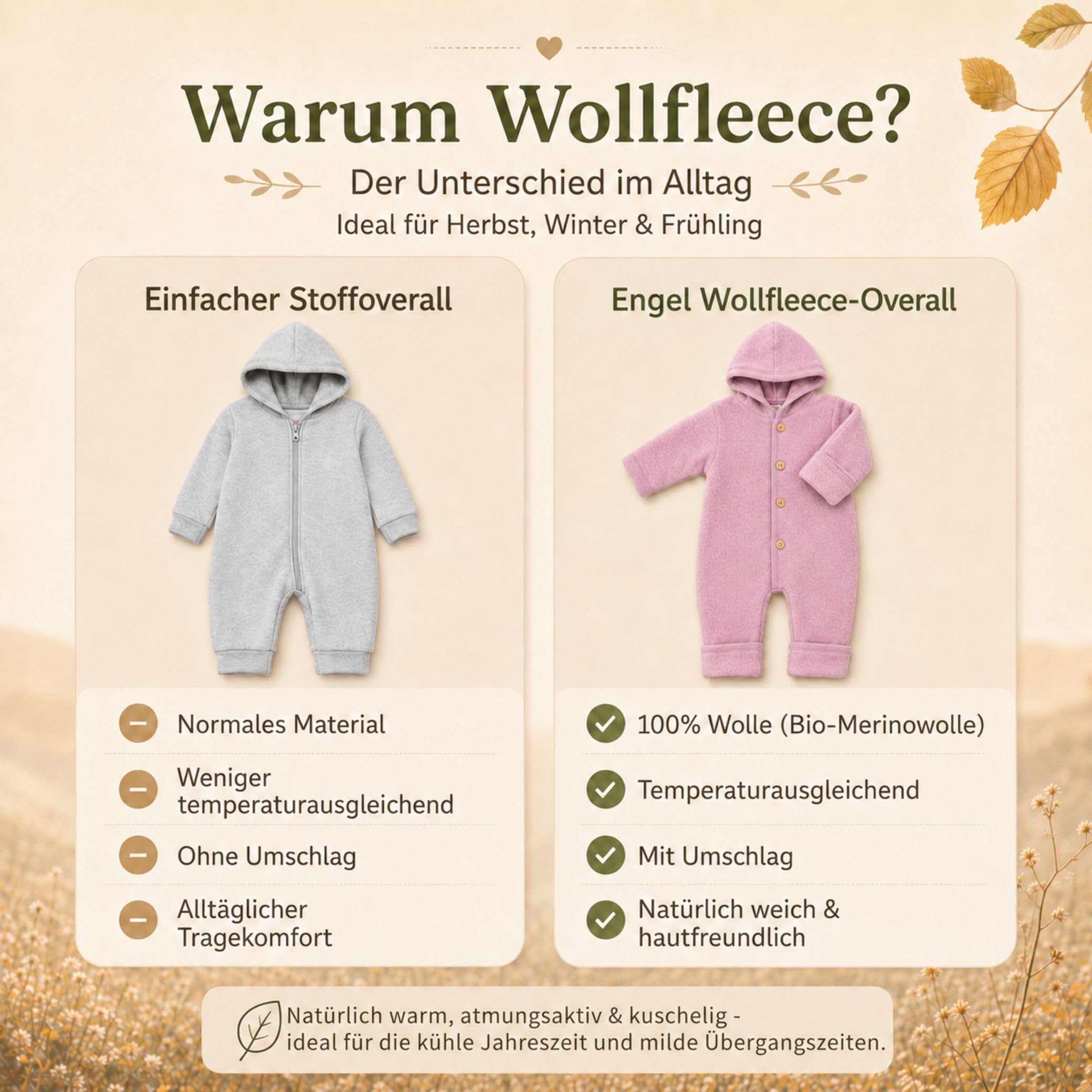 Engel Walk Overall & Windel Blaubaer – Wollfleece Baby Overall 100% Schurwolle (kbT) – Temperaturausgleichend, Atmungsaktiv, Kratzfrei – Wolloverall Baby Herbst & Winter – Babyanzug - Made in Germany