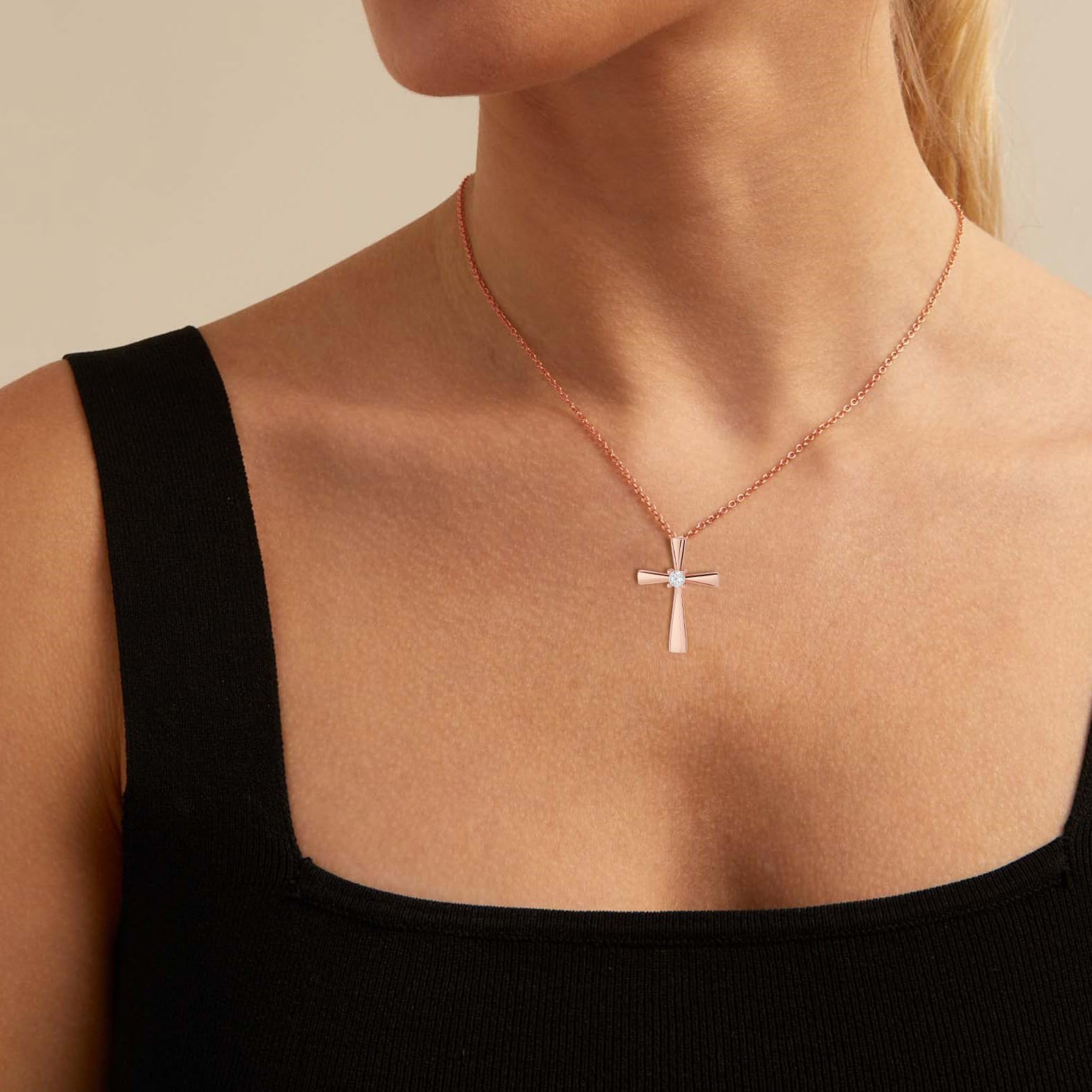GAVU Collana Argento 925 da Donna con Croce Cristiana, Collana Punto Luce Donna, Ciondolo Croce Argento con Diamante di Zirconia Cubica