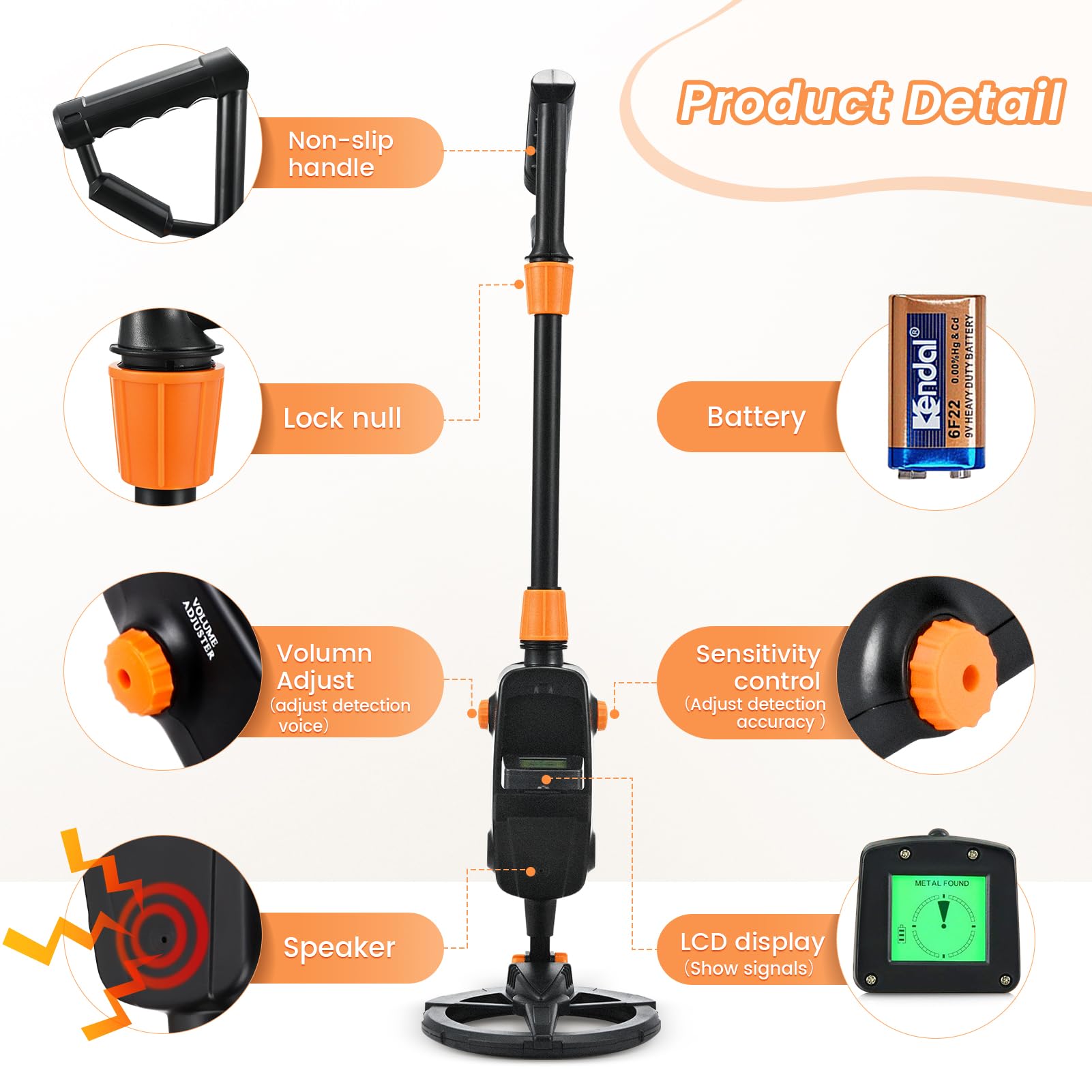 Metal Detector Bambini, Sunowl Metal Detector per Bambino con LCD e Indicazione Sonora, ad Alta Sensibilità con Bobina di Ricerca Impermeabile per la Ricerca di Metalli