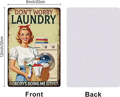 Miniatura 2 de GLOBLELAND Letrero de metal vintage de 12 x 8 pulgadas para cuarto de lavado, letrero de metal retro para pared, para inodoro, hogar, baño,