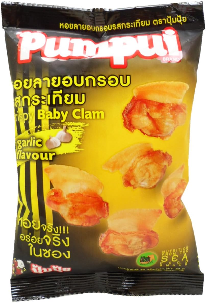 Pumpui Crispy Baby Clam Snack Garlic Flavour Net Wt 30g (1.0 Oz.) X 5 Bags